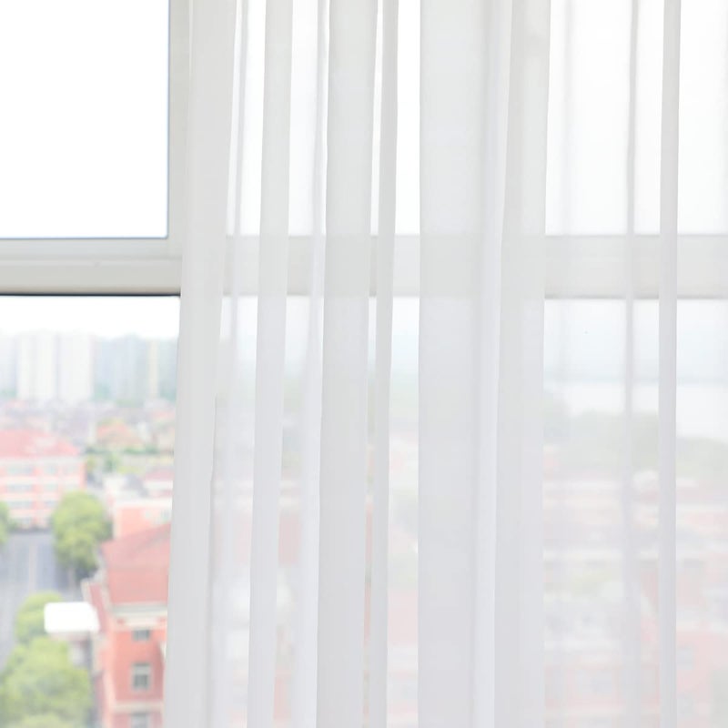 PHILEASY Window Sheer Curtains 84 Inches Long 2 Panels White Sheer Curtain Clear Transparent Basic Rod Pocket Panel 15 Colors 10 Size for Bedroom Living Room Yard Kitchen - Image 4